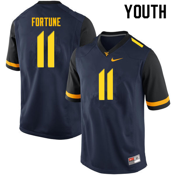 NCAA Youth Nicktroy Fortune West Virginia Mountaineers Navy #11 Nike Stitched Football College Authentic Jersey BX23J80RF